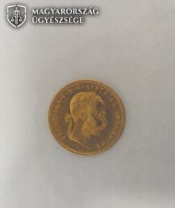 az ellopott egyik egydukátos aranyérme Ferenc József császár és király portréjával